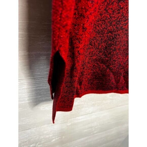 Apt. 9 Red‎ & Black Metallic Shimmer Tunic Knit Sweater XS - Picture 4 of 5
